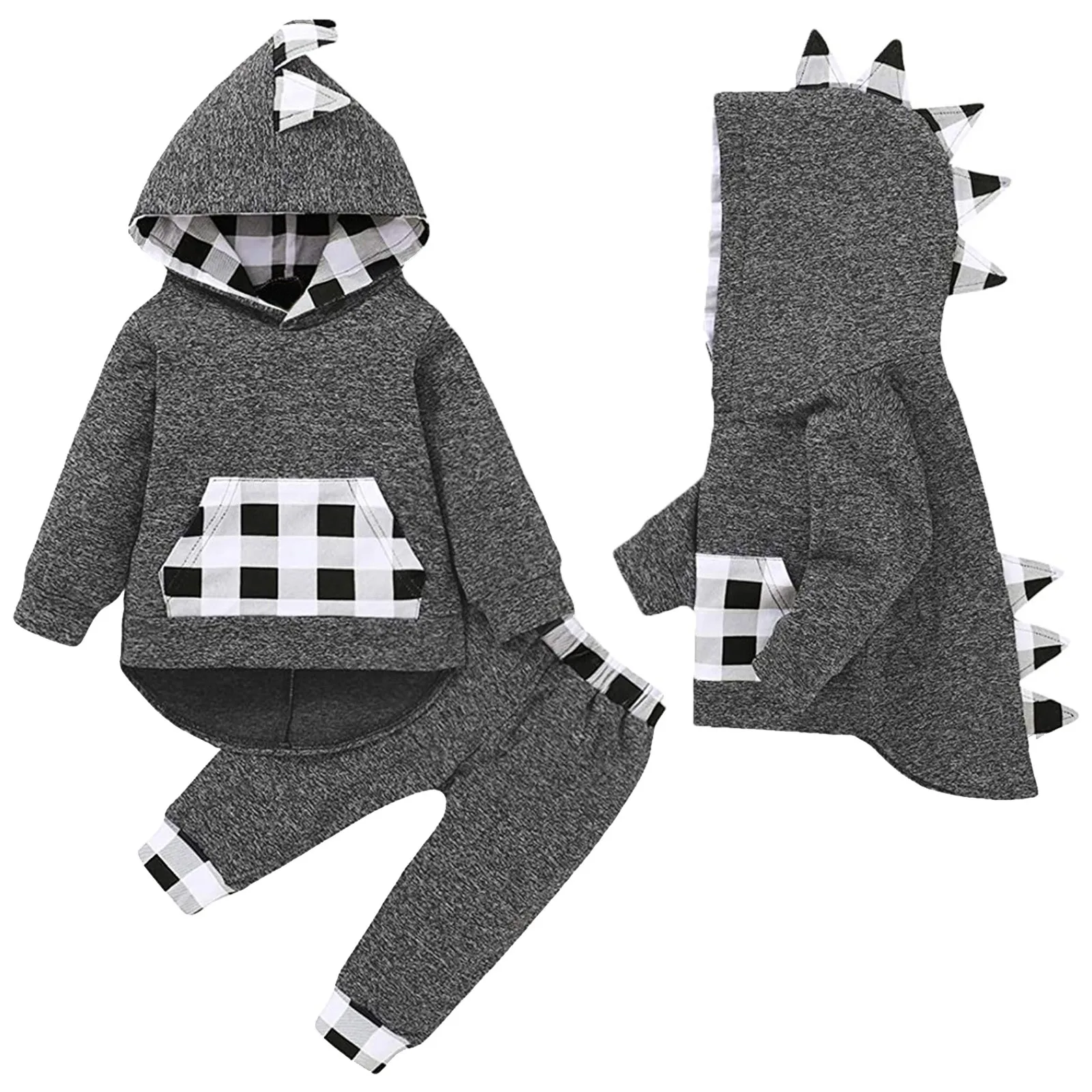 

18Months-4Years Newborn Baby Long Sleeve Dinosaur Horn Hoodie Sweatshirt Top+Long Pants Set ×‘×’×“×™× ×œ×ª×™× ×•×§ Casual fashion warm M5